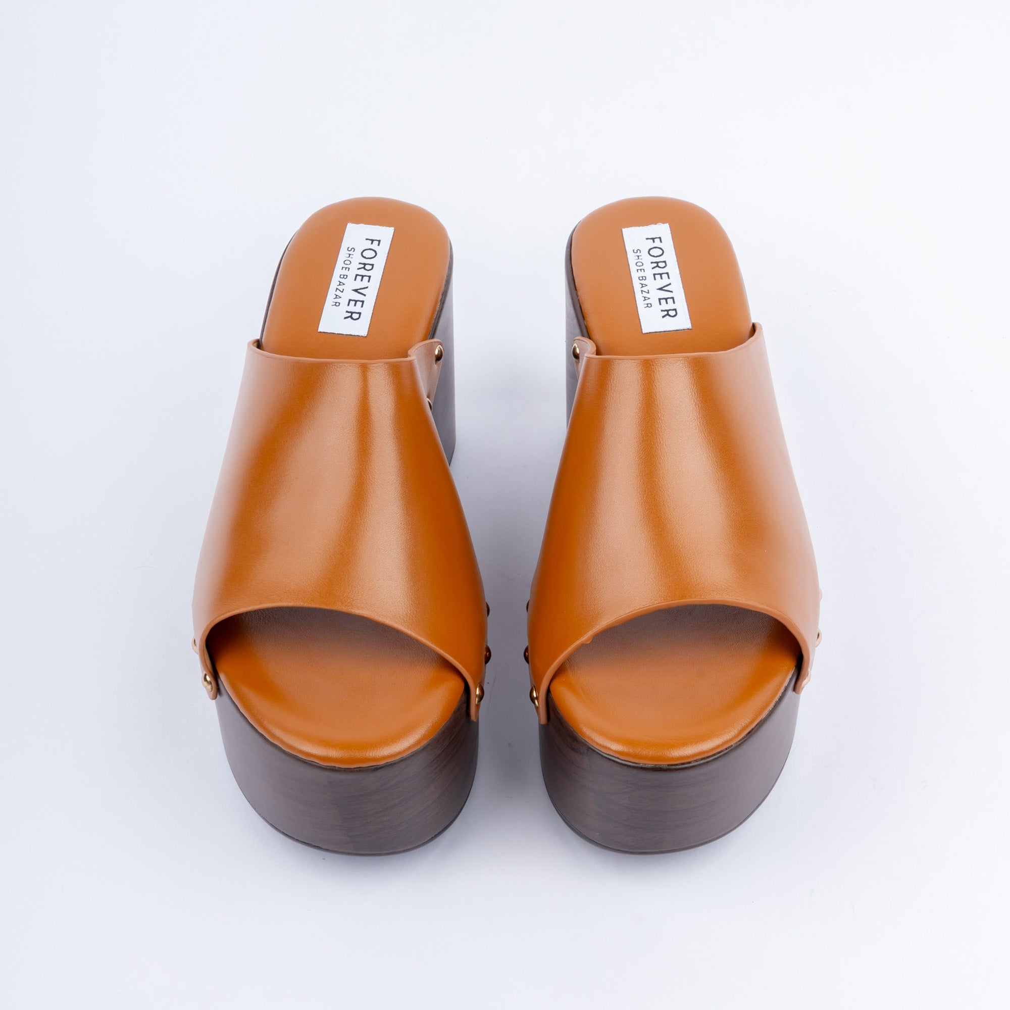 Camel wedge heel mules for women – Forever Shoe Bazar