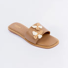Khaki butterfly ballet flats for women, 3d butterfly appliqué detailing