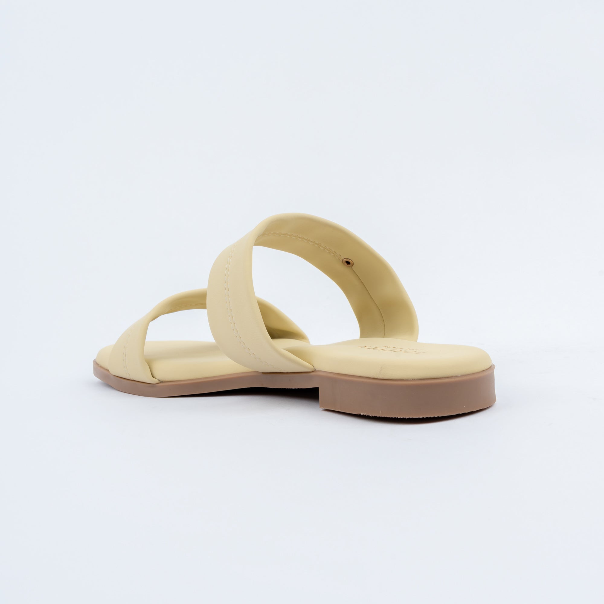 Yellow flats for women with cushioned footbed, side view