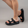 Eleven On Ten - Black Casual Slipper with Rhinestones