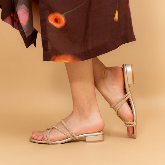 Do You Fancy? - Rhinestone Golden Flats