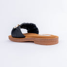 Black flats for women with cushioned footbed, side view