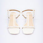 White block heel sandals for women with cushioned footbed, side view