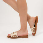 It's Casual Only - Beige Crochet Flats