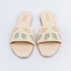 Cream sequin ballet flats for women, delicate sequin and beadwork