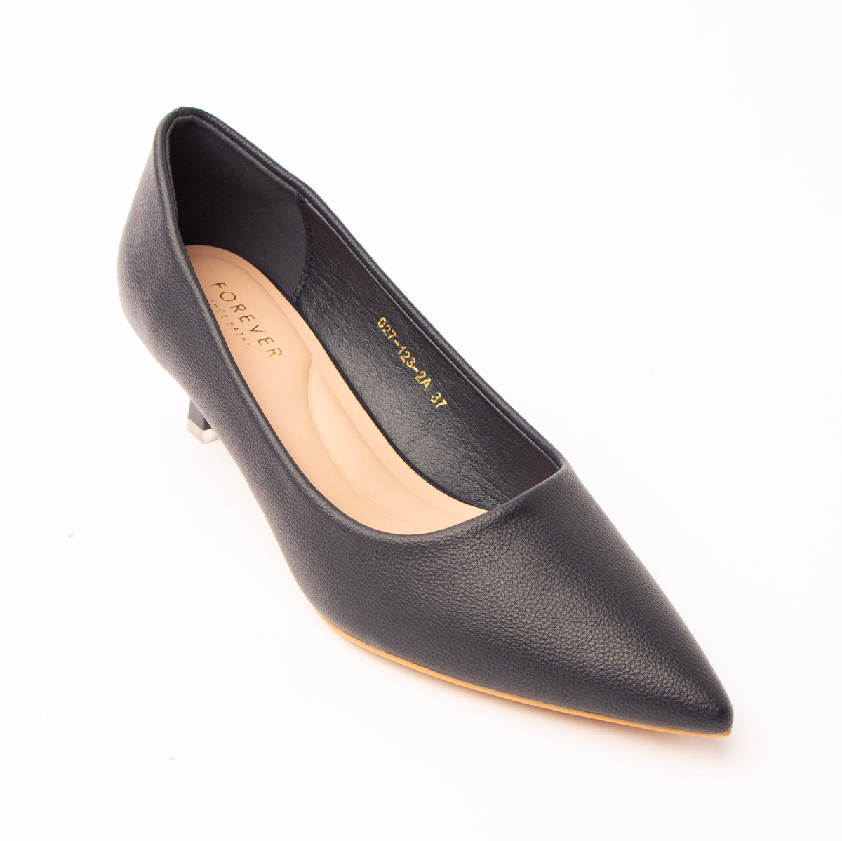 Navy blue pointed kitten heels for women - Forever Shoe Bazar