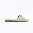 Sea Green flats for women with cushioned footbed, side view