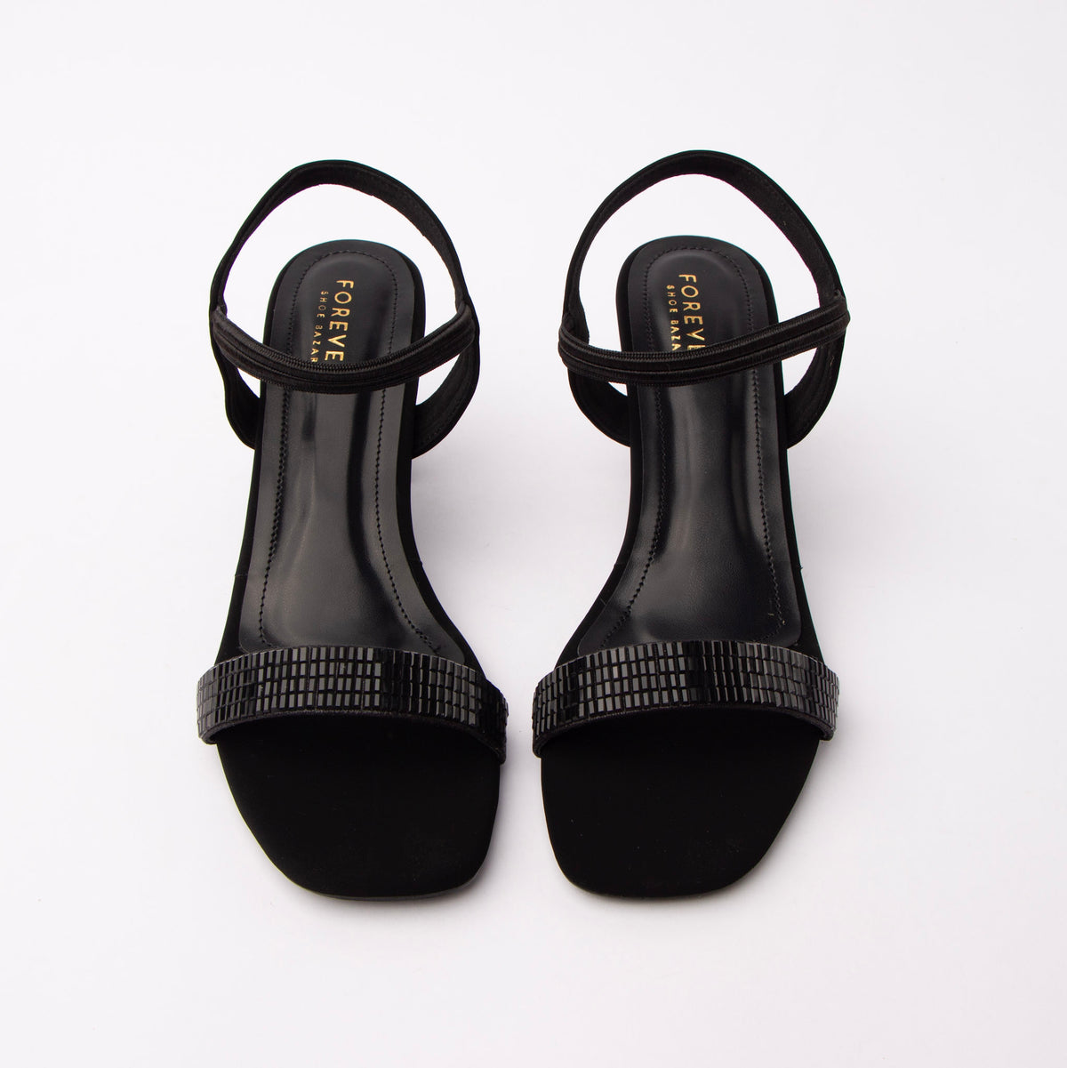 Black embellished block heel sandals for women – Forever Shoe Bazar