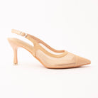 Khaki pumps for women, side view