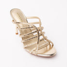 Gold mules for women, three-quarter view