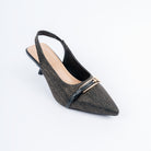 Black pumps for women with cushioned footbed, side view