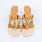 Gold slim heel mules for women – Forever Shoe Bazar