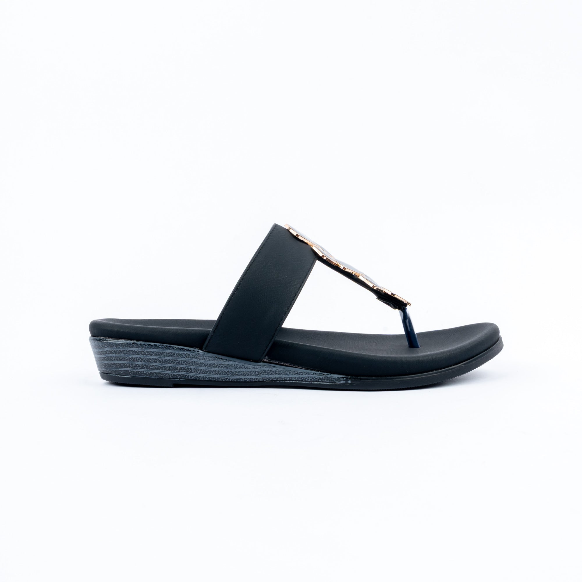 Black flats for women with cushioned footbed, side view