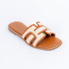 Tan whipstitch ballet flats for women, hand-finished whipstitch trim