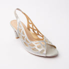 Silver embellished slingback pumps styled for party wear