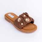 Brown flats for women with cushioned footbed, side view