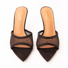 Black mules for women, both shoes from the front