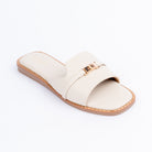 Cream textured ballet flats for women, subtly textured upper