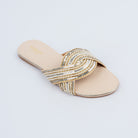 Gold metallic party flats styled for party and festive wear