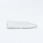 Transparent jelly flats for women with cushioned footbed, side view