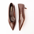 Coffee Brown pumps for women, both shoes laid flat