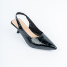 Black pumps for women with cushioned footbed, side view