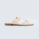 Cream dual strap ballet flats styled for everyday casual wear