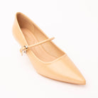 Beige mary jane kitten heels for women - Forever Shoe Bazar