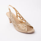 Gold embellished slingback pumps styled for party wear