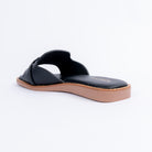 Black flats for women with cushioned footbed, side view