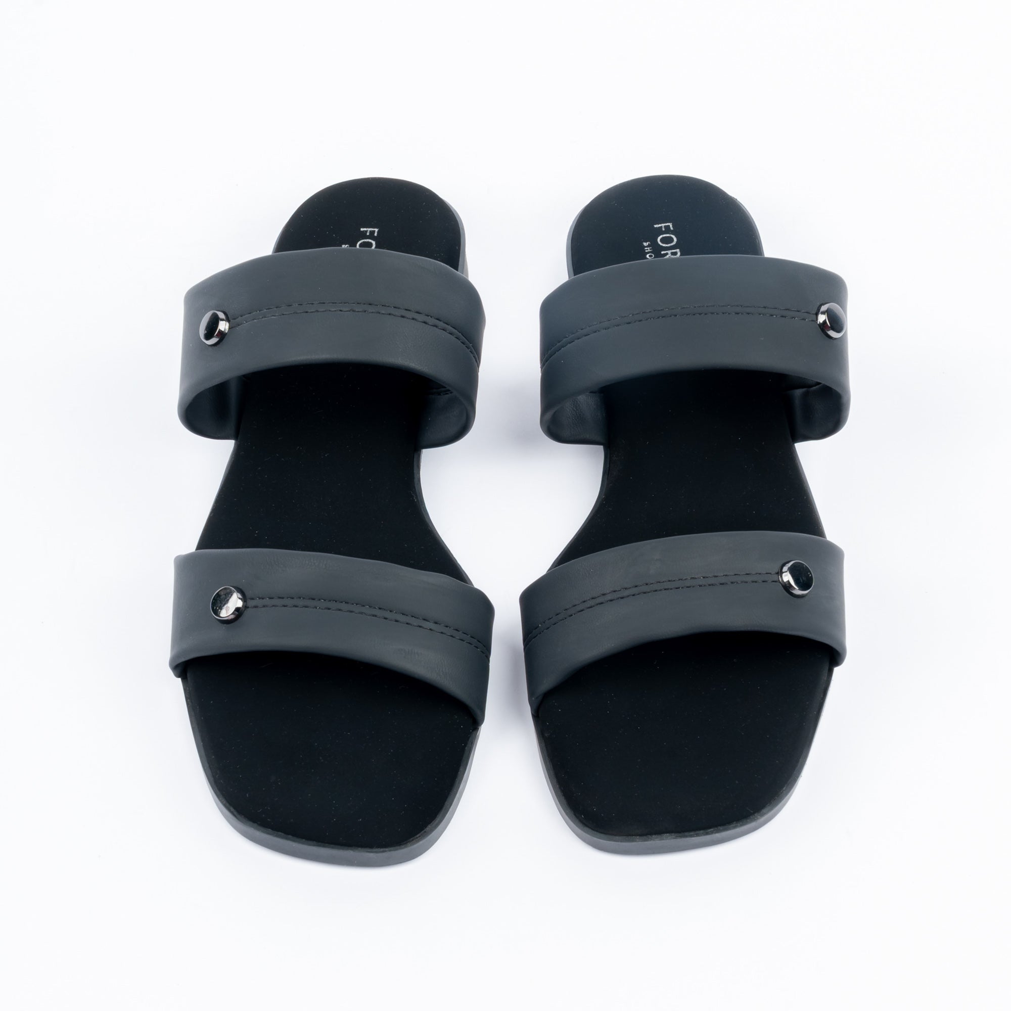 Black dual strap ballet flats for women, clean dual-strap upper