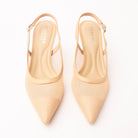 Khaki pumps for women, both shoes from the front