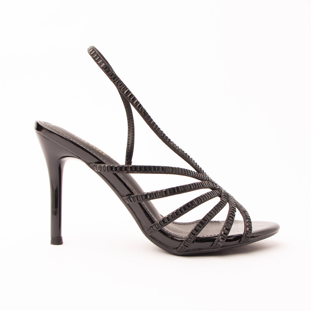 Black sandals for women, side view