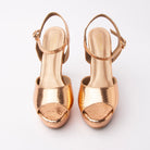 Champagne peep toe platform heels for women – Forever Shoe Bazar