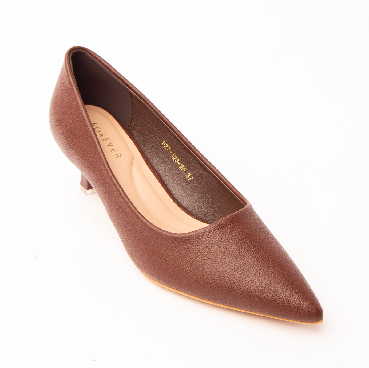 Brown pointed kitten heels for women - Forever Shoe Bazar