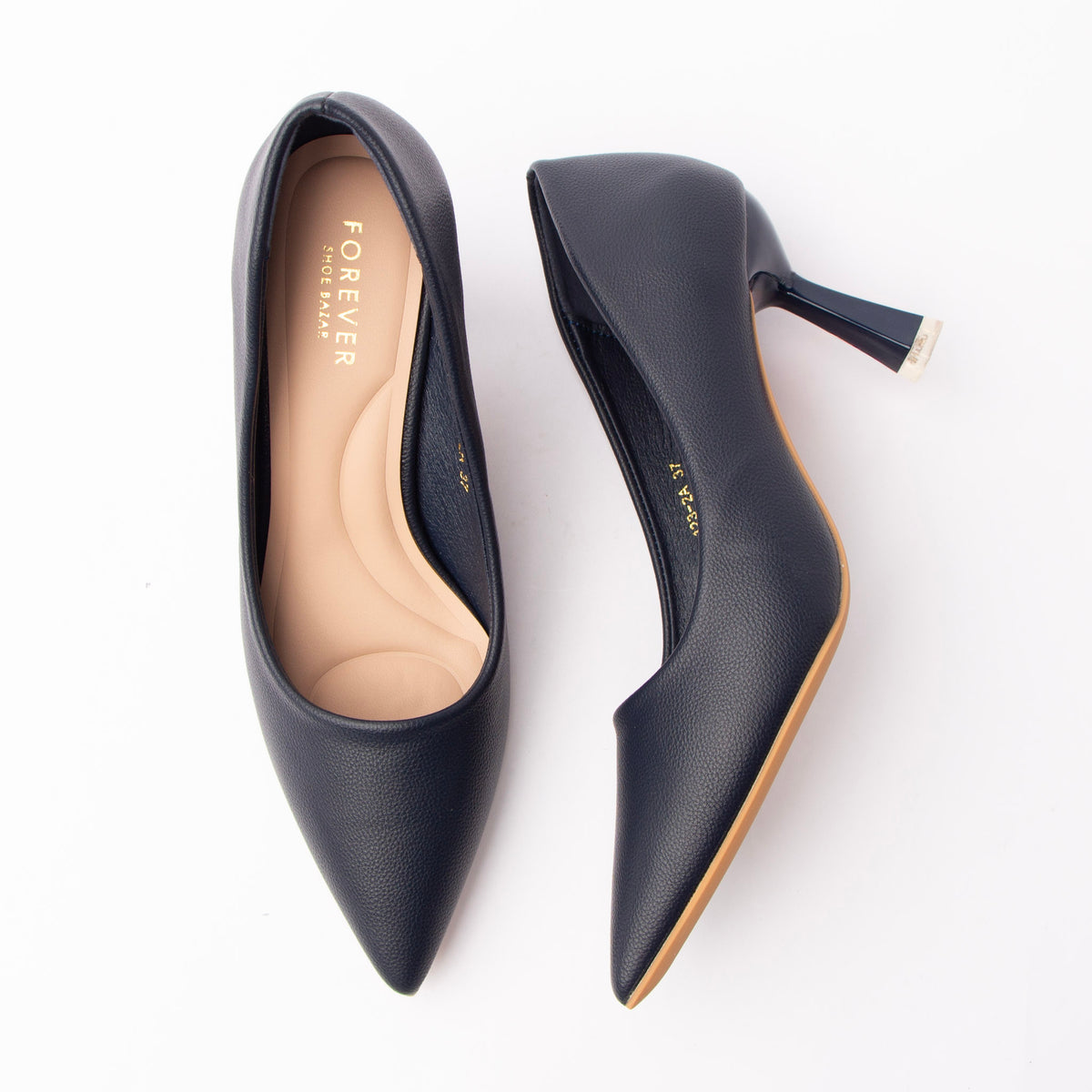 The Sculpted - Navy Blue Casual Heel with a cushioned footbed