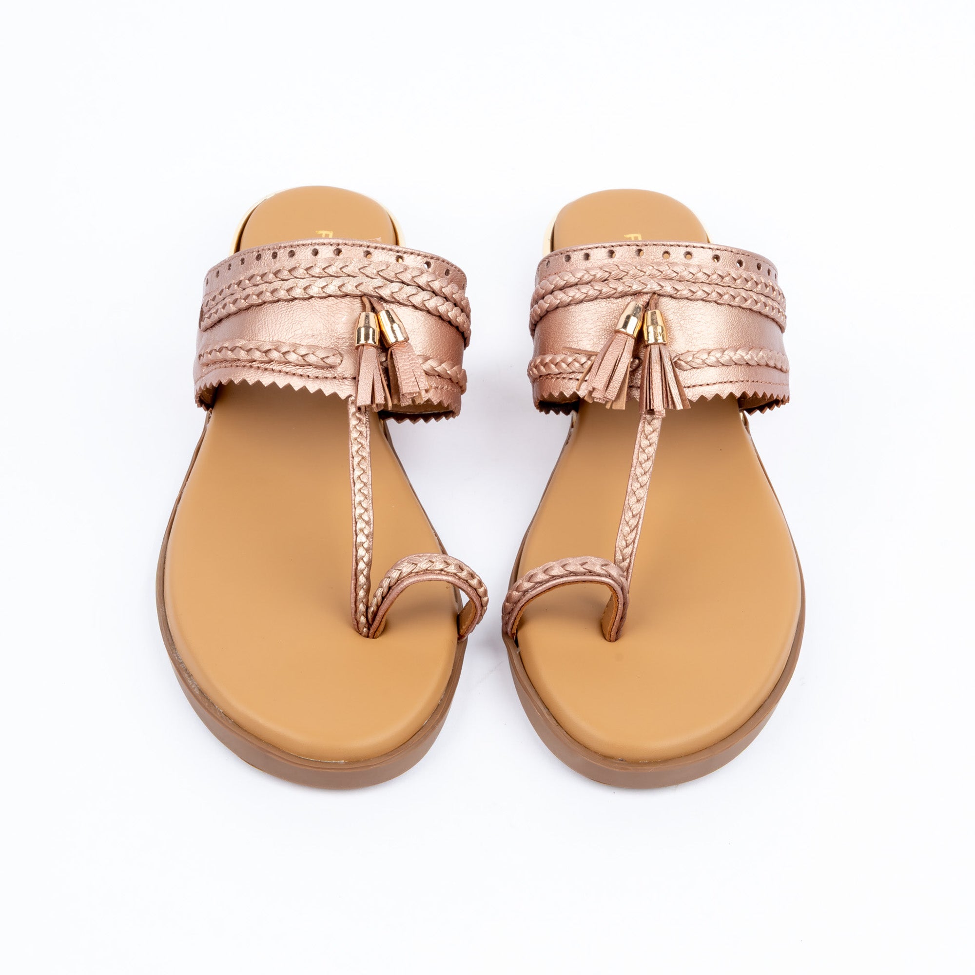 Champagne metallic ballet flats styled for everyday casual wear