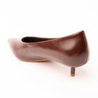 Coffee Brown pumps for women, back view showing the heel