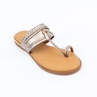Gold metallic ballet flats styled for everyday casual wear