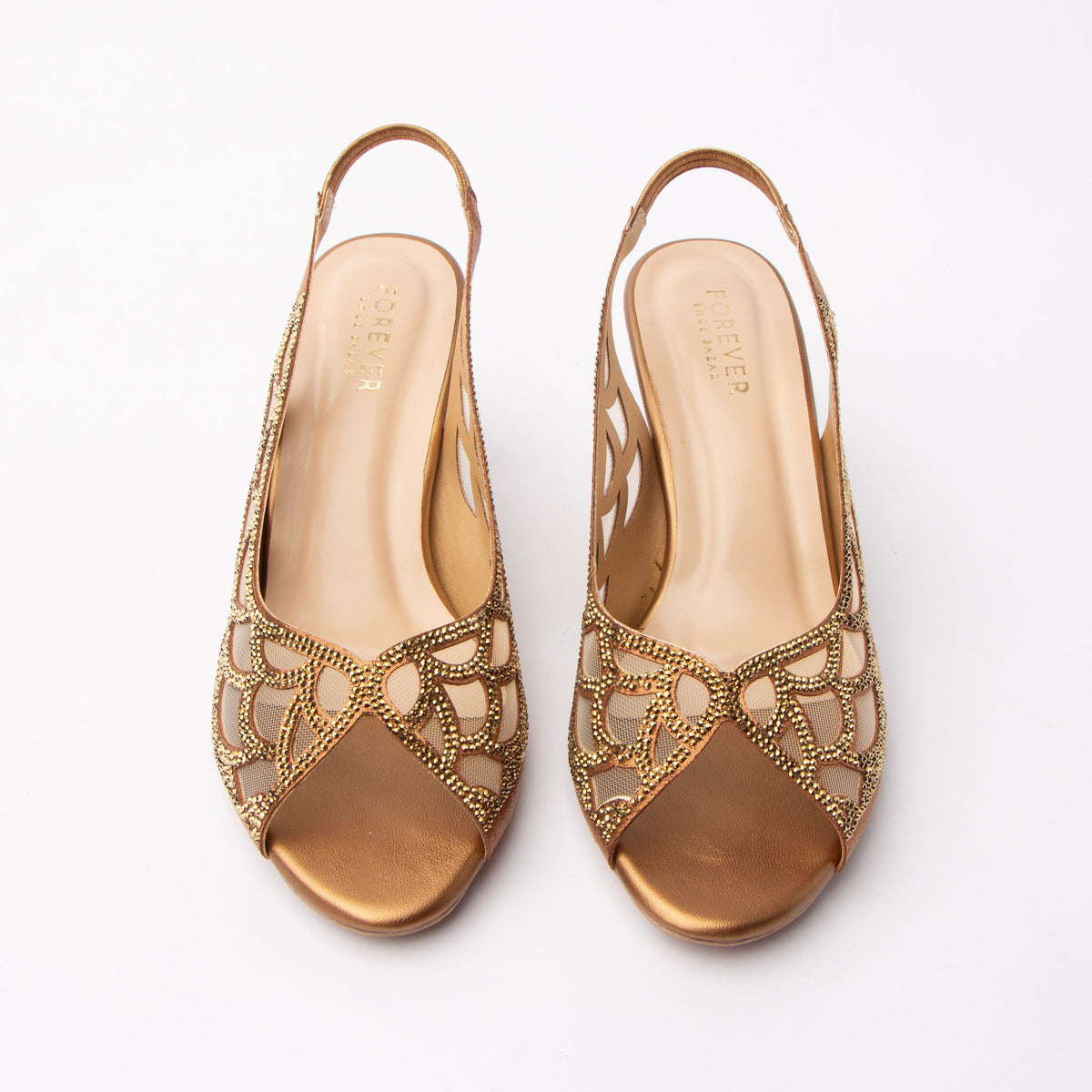 Copper embellished slingback pumps for women – Forever Shoe Bazar