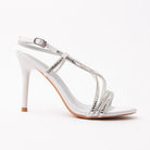 Silver sandals for women, side view