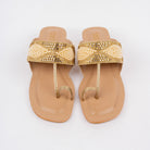 Gold block heel sandals styled for party wear