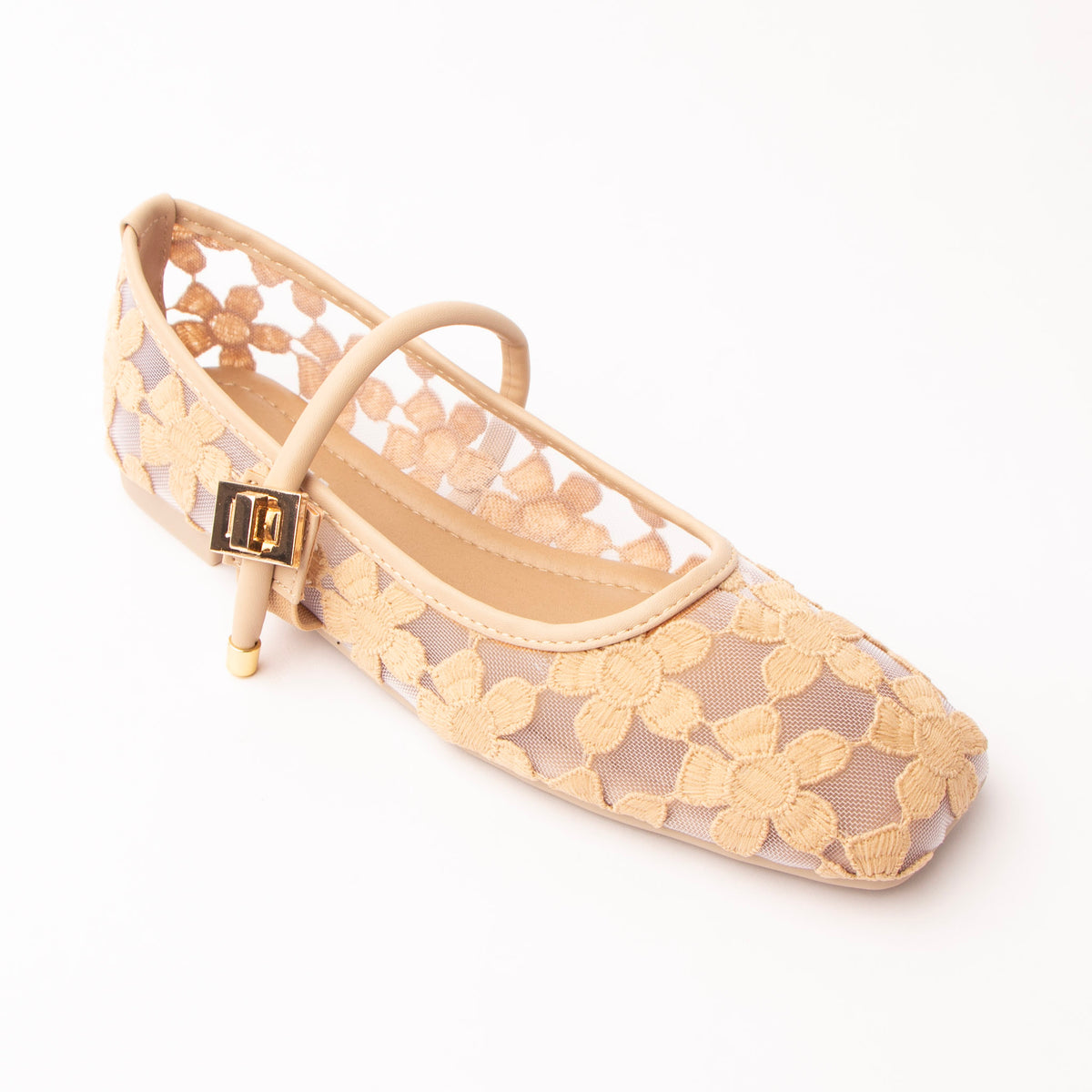 Khaki flats for women, three-quarter view