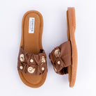 Brown ruched ballet flats for women – Forever Shoe Bazar