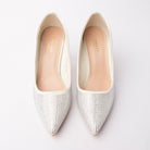 White rhinestone block heel pumps for women – Forever Shoe Bazar