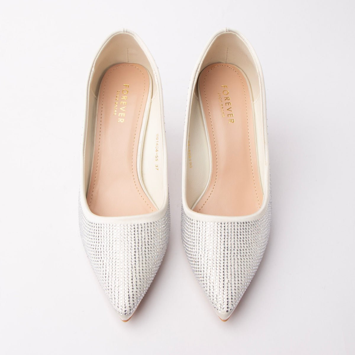 White rhinestone block heel pumps for women – Forever Shoe Bazar