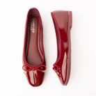 Maroon patent ballerina flats for women with a cushioned footbed