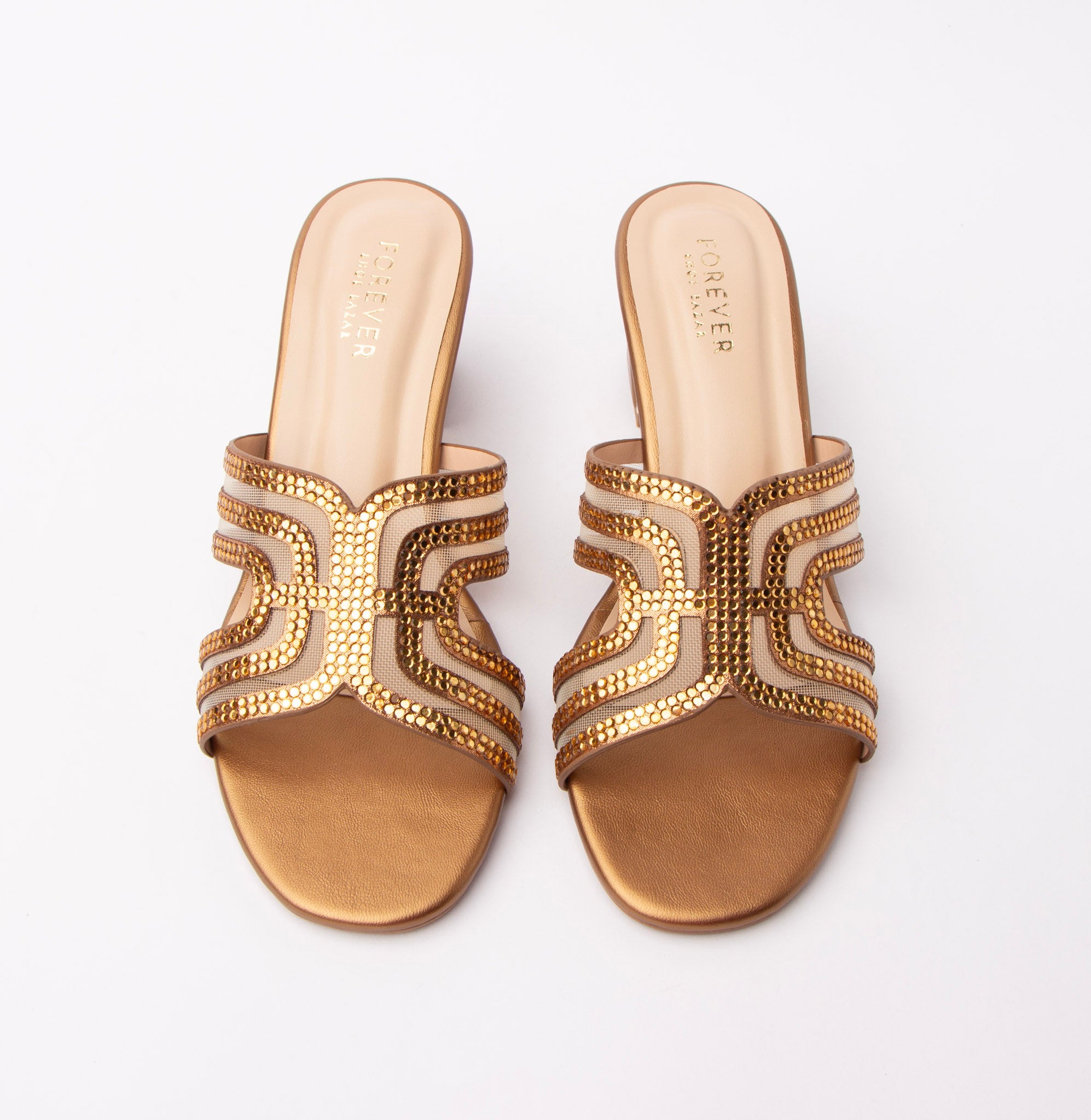Copper block heel mules for women – Forever Shoe Bazar