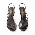 Black sandals for women, both shoes from the front
