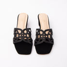 Black cut out block heel mules for women – Forever Shoe Bazar